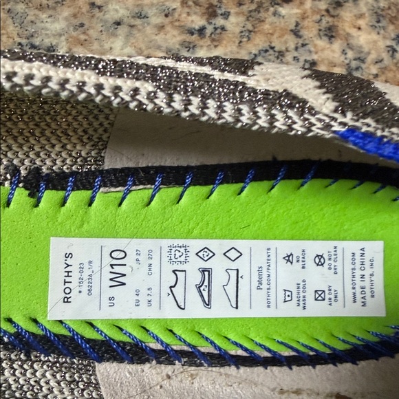 Rothy's The Point Shimmer Zebra Women's Knit Ballet Flats Cream/Gray Size 10 - Picture 7 of 7